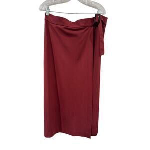 Ann Taylor Burgundy Maroon Faux Wrap Skirt size 14